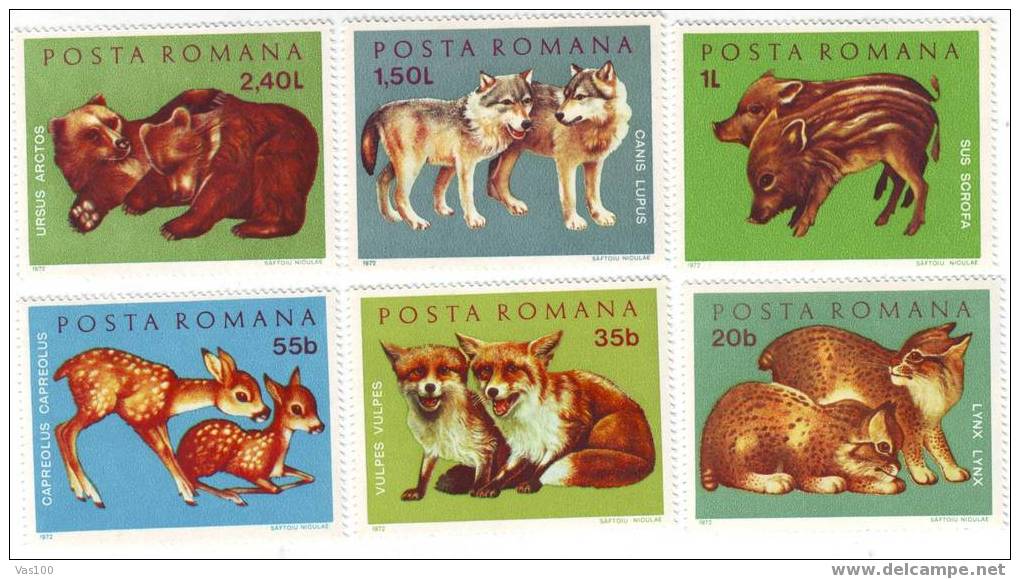 Romania 1972  Animals LYNX,bear,dog,etc,set,MNH ,OG. - Gebraucht
