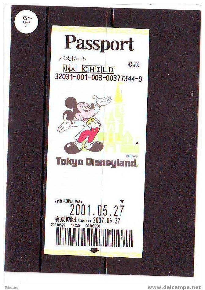 Disney Passport (63) Pass Ticket Tokyo Disneyland Japon - Disney