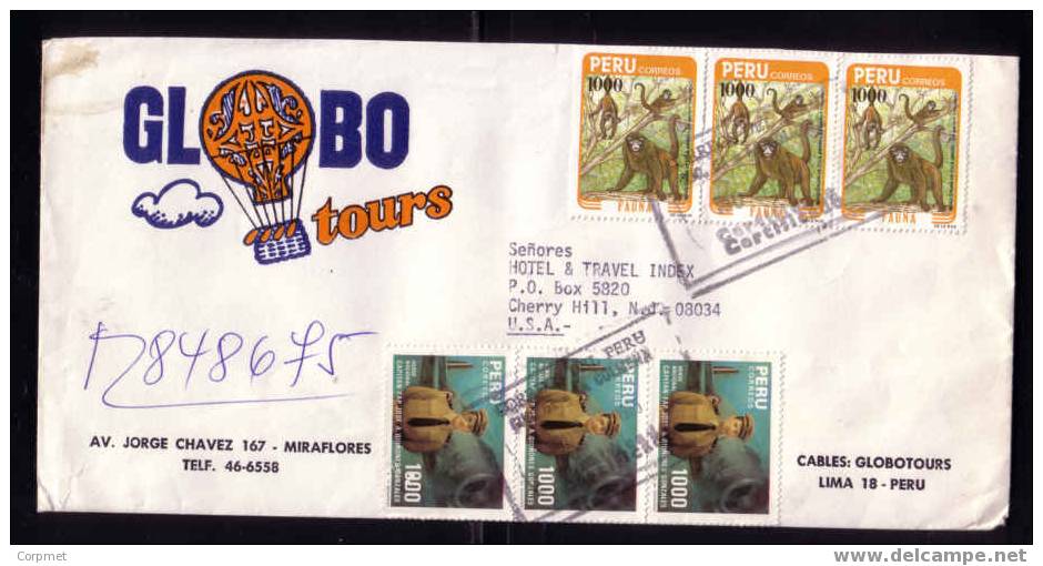 FAUNA - MONKEYS Strip Of 3 Surcharged On REGISTERED COVER To NJ + Trio Of AIRPLANE And Soldier Stamp - Monkeys