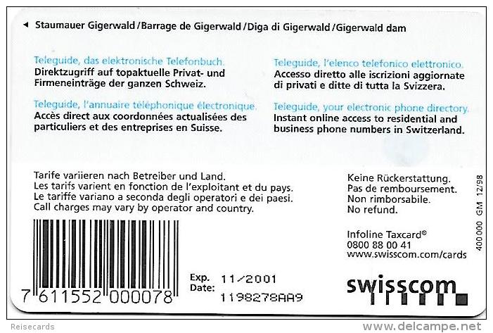 Swisscom - Teleguide Das Elektronische Telefonbuch.  Staumauer Gigerwald - Telefone