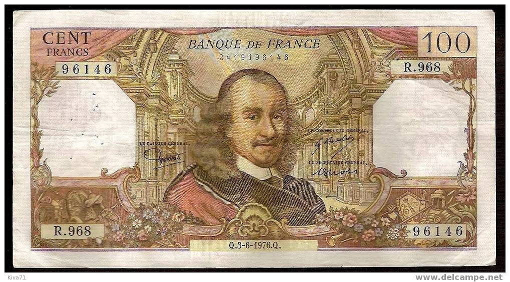 **TOP" Affaire** 100 F   "Corneille"     3   6  1976     F65 - 100 F 1964-1979 ''Corneille''