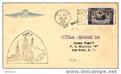 C-FF003/  KANADA - Ottawa-Bradore Bay 12.7.32. FDC Ottawa-Konferenz, - Erst- U. Sonderflugbriefe