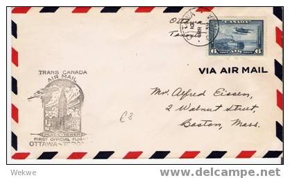 C-FF014  KANADA - Trans Canada Air Mail, /Ottawa-Toronto 1.3.39, Friedensturm, Flugzeuge, Schiff - Briefe U. Dokumente