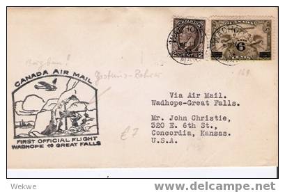 C-FF024/ KANADA - Wadhope-Great Falls15.2.33, Flugzeug,,Gesteinsbohrer, First Flight - Cartas & Documentos