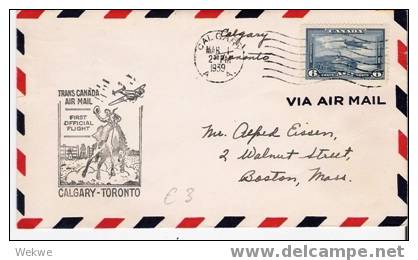 C-FF033/  KANADA - Calgary-Toronto 1.3.39, Rodeo-Reiter, Flugzeuge. Trans Canada Air Mail - Briefe U. Dokumente