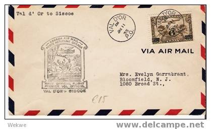 C-FF038/ KANADA - Val D'Or-Siscoe11.1.35,Flugze Ug ü.Hirsch,Baumstümpfe. Canada Air Mail - Covers & Documents