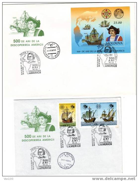 MOLDOVA 1992 FDC + BLOCK COULOMB,SHIP - Maritiem