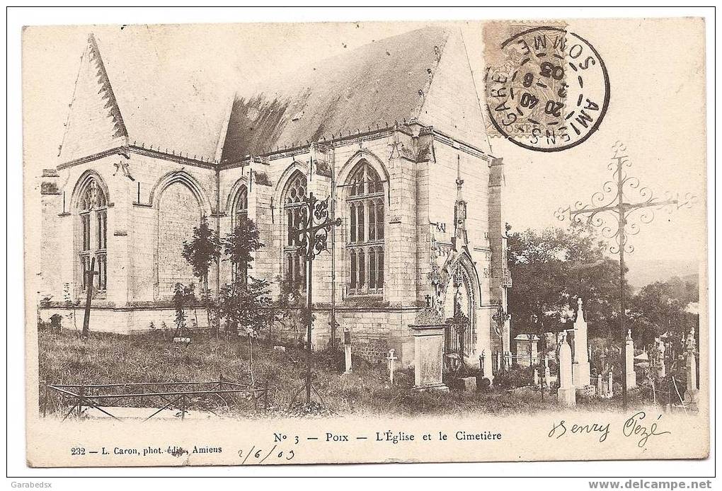 CPA De POIX - L'Eglise Et Le Cimetière. - Poix-de-Picardie