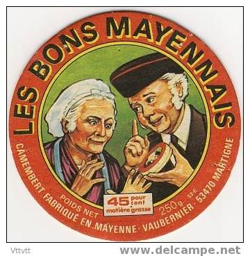 ETIQUETTE DE FROMAGE, CAMEMBERT "LES BONS MAYENNAIS", Martigne (43, Mayenne) - Fromage