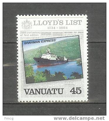 1994 45v Lloyd´s Ship Brahman Express, No Gum - Vanuatu (1980-...)