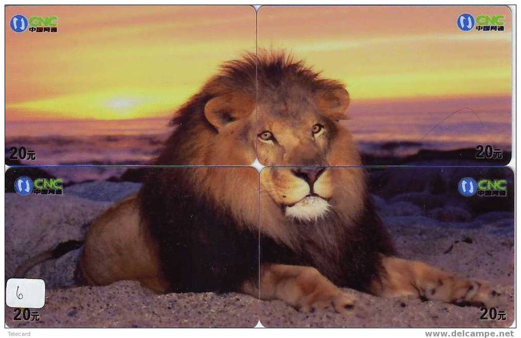 LION LÖWE LEEUW LEÓN LEONE Animal Tier (6) Puzzle Of 4 Phonecards - Puzzles