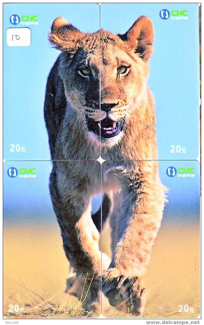 LION LÖWE LEEUW LEÓN LEONE Animal Tier (10) Puzzle Of 4 Phonecards - Puzzles