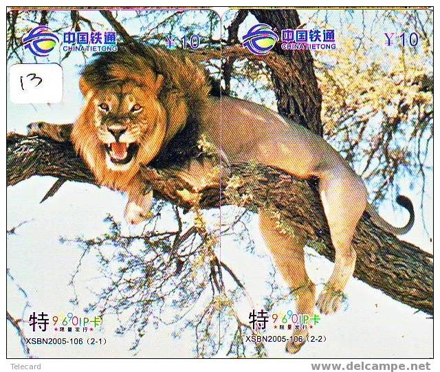 LION LÖWE LEEUW LEÓN LEONE Animal Tier (13) Puzzle Of 2 Phonecards Animal - Rompecabezas