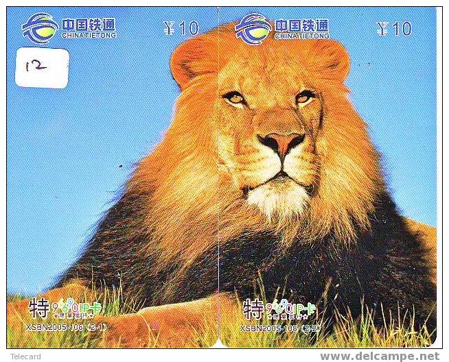 LION LÖWE LEEUW LEÓN LEONE Animal Tier (12) Puzzle Of 2 Phonecards Animal - Rompecabezas