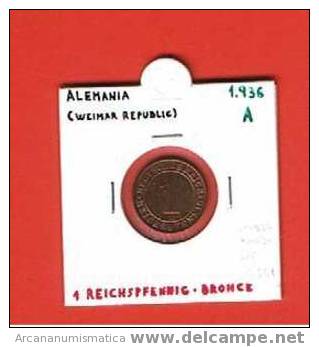 ALEMANIA (Weimar Republic) 1.936 A 1 Reichspefenning Km#37 S/C   DL-401 - 1 Rentenpfennig & 1 Reichspfennig