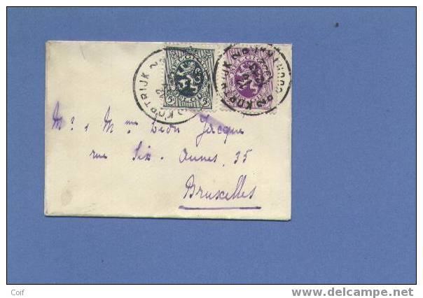 279+281op Naamkaartomslagje (carte-visite) Met Stempel KORTRIJK 2 - 1929-1937 Lion Héraldique