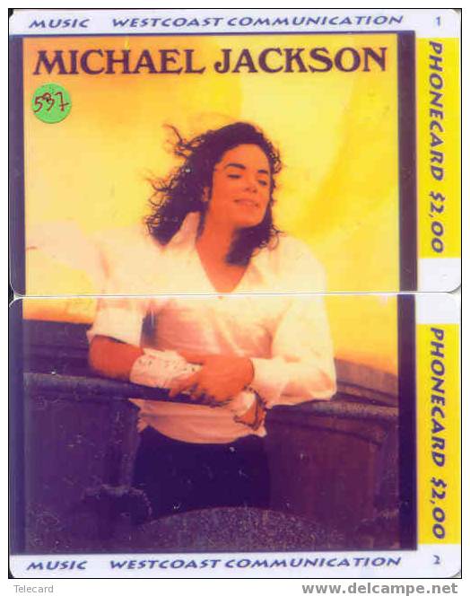 MICHAEL JACKSON (537) Puzzle Of 2 Phonecards - Musik