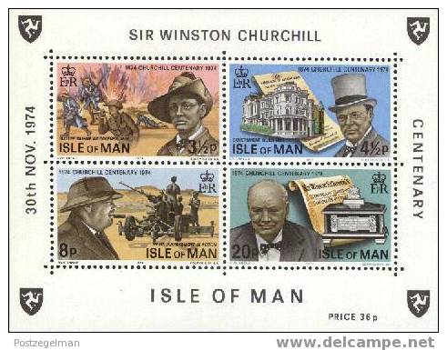 ISLE OF MAN 1974 MNH Block 001 Winston Churchill #4780 - Man (Ile De)