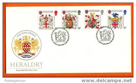 UK 1984 FDC Heraldry 975-978 F578 - 1981-1990 Decimal Issues