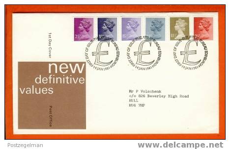 UK 1981 FDC New Def. Issues F1308 - 1981-1990 Decimal Issues