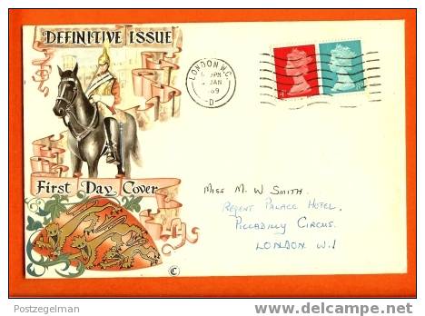 UK 1969 FDC New Def. Issues (with Address) F1033 - 1952-1971 Pre-Decimal Issues