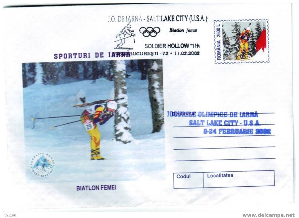 Romania Very Rare Stationery  2002 Salt Lake City. - Hiver 2002: Salt Lake City