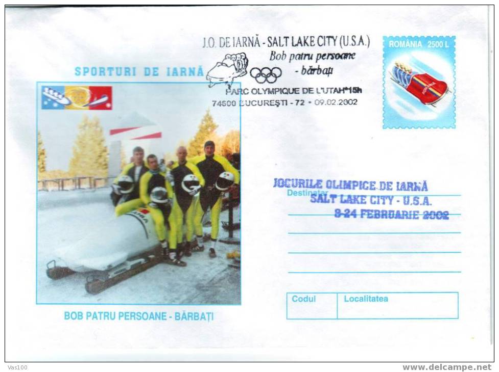 Romania Very Rare Stationery  2002 Salt Lake City. - Hiver 2002: Salt Lake City