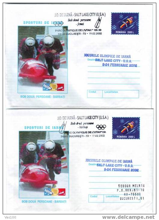 Romania Very Rare 2X Stationery  2002 Salt Lake City. - Winter 2002: Salt Lake City