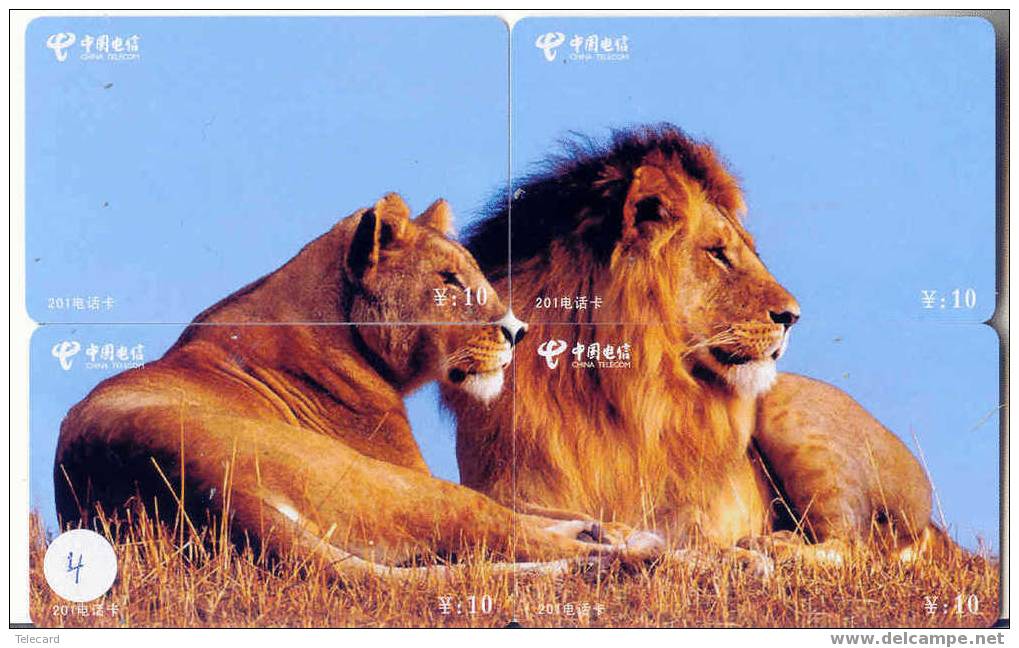4 Telecartes LION En Puzzle LÖWE LEONE LEEUW LEÓN 4 Phonecards Animal - Puzzle