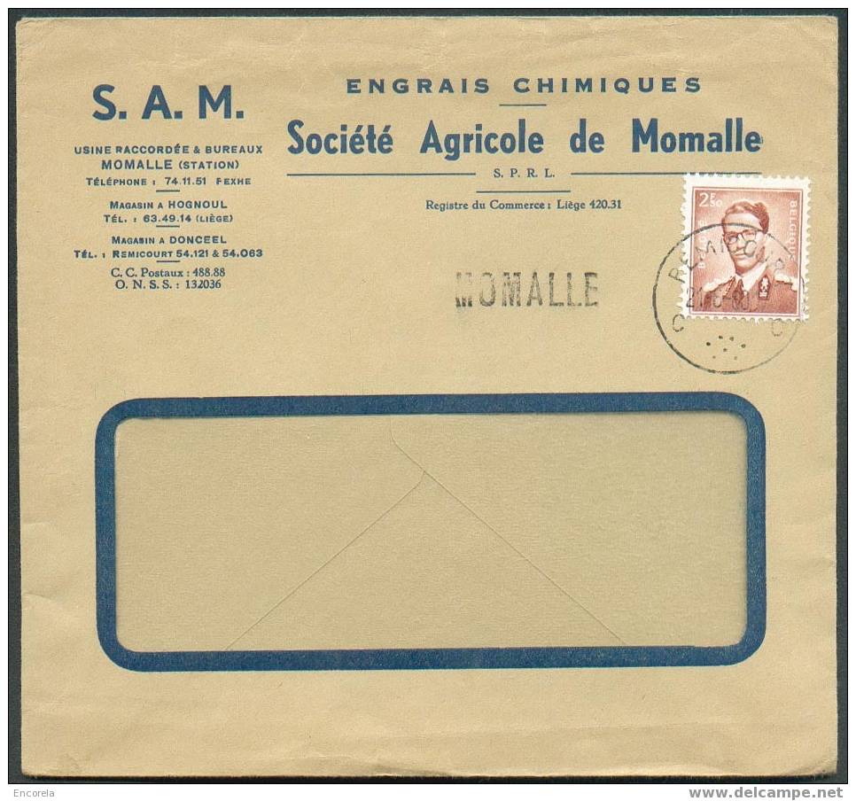 L.  2Fr.50  MARCHAND Obl.  Sc.  REMICOURT Du 21-6-1960 + Griffe MOMALLE. - 2674 - Linear Postmarks