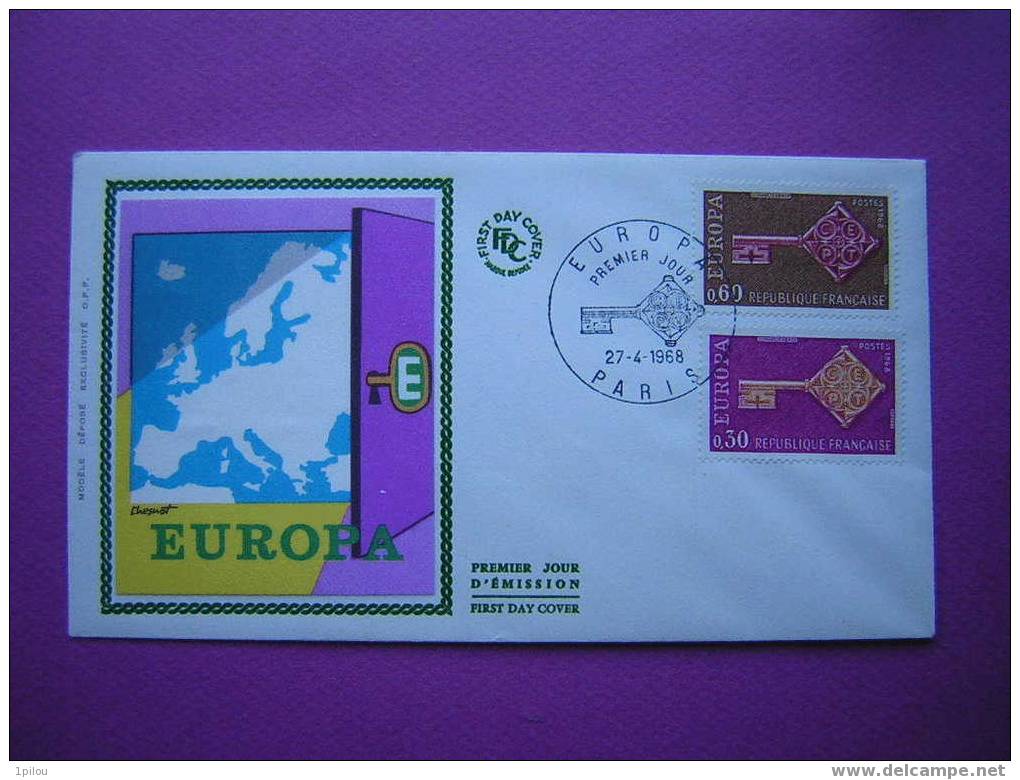 EUROPA 1968.   1er Jour Sur Soie. - 1968