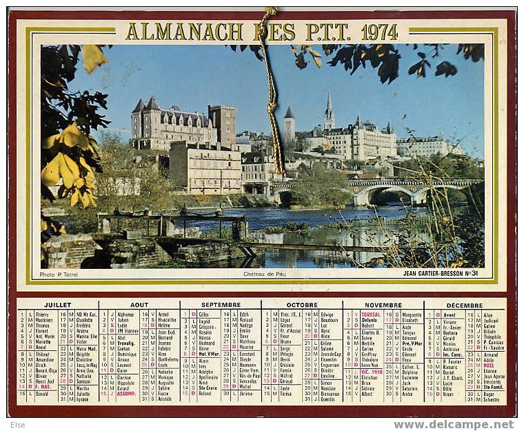 CALENDRIER ORIGINAL 1974  -  BENODET & CHATEAU DE PAU - Grand Format : 1971-80