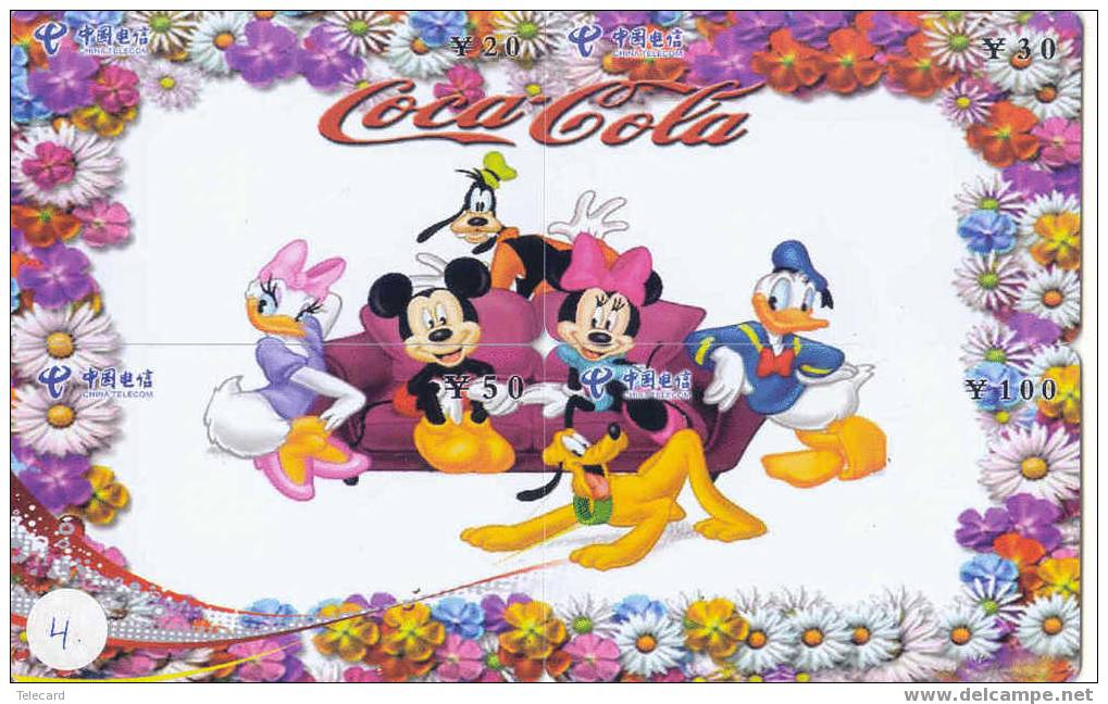4 Télécartes DISNEY (4) COCA COLA Puzzle. 4 Phonecards Disney In Puzzle - Puzzle