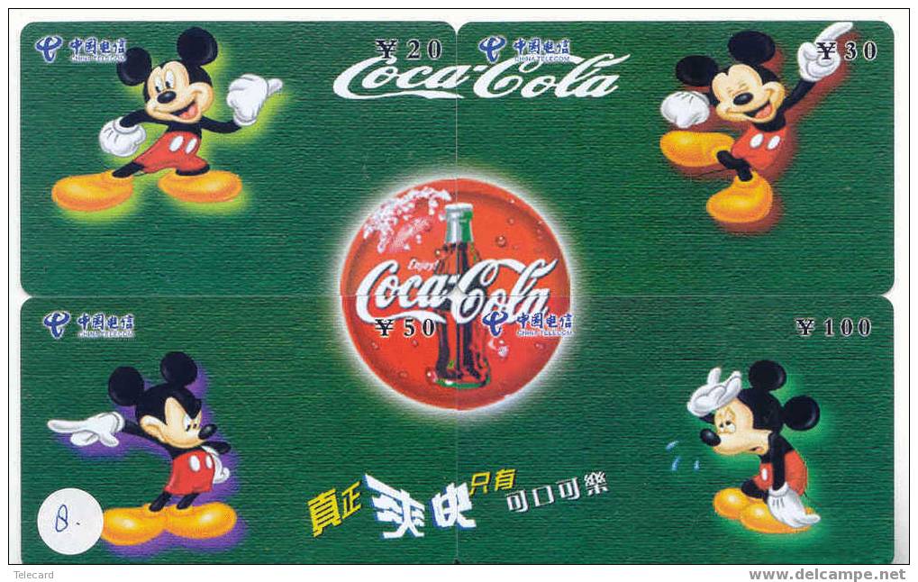 4 Télécartes DISNEY (8) COCA COLA Puzzle. 4 Phonecards Disney In Puzzle - Puzzle