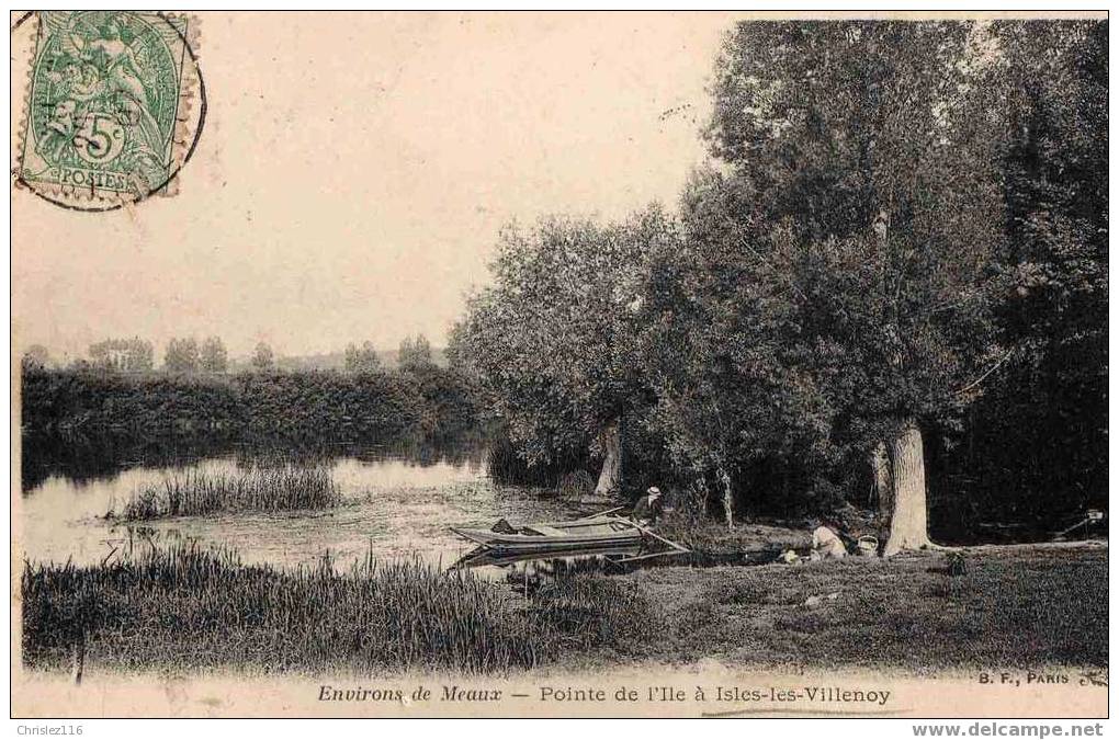 77 ISLES LES VILLENOY  Pointe De L'Ile  Beau Plan Avec Barque  1907 - Villenoy