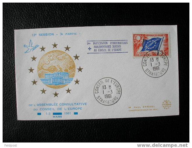 Timbre De Service Du Conseil De L´Europe STRASBOURG Sur Lettre De 1961 - Covers & Documents