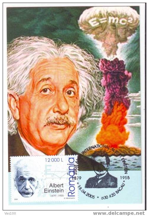 Maximum Card Nobel Prize News 2005  ALBERT EINSTEIN ,cancell Bacau. - Albert Einstein