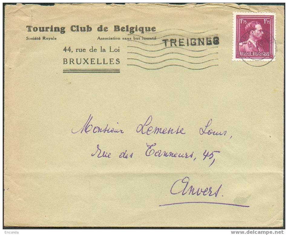 L. 1Fr.75 LEOPOLD III Obl. Méc.  CHARLEROI  Du 23-V-1952 + Griffe TREIGNES Vers Anvers.  - 2684 - Linear Postmarks