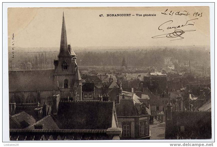 CPA 27.-NONANCOURT.-Vue Générale Et Clocher De L'église - Pont Audemer