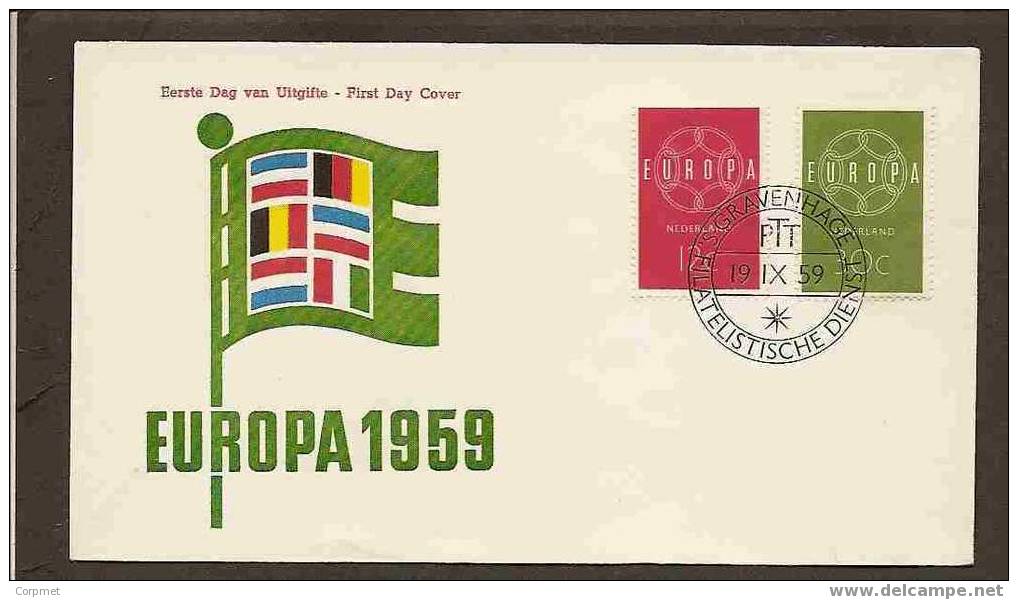 EUROPA - CEPT 1959 VF  NETHERLANDS FDC Yvert # 708/9 - 1959