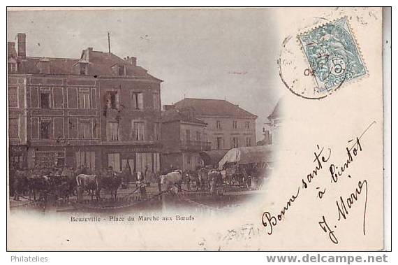 BEUZEVILLE PLACE DU MARCHE AUX BORUFS  1905 - Pont-de-l'Arche
