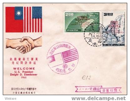 Ch-T002/  TAIWAN - FDC, 49.6.18, Besuch Präsident Eisenhower  1960(Brief, Cover, Lettre) - FDC