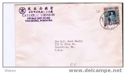 Ch-T009/  TAIWAN - Tschiang Kai-shek, 68. Geburtstag, Cath. Mission Thichung. USA (Brief, Cover, Lettre) - Nuovi