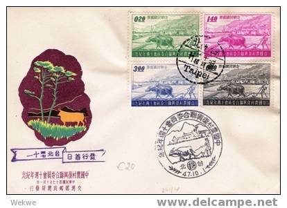 Ch-T031/  TAIWAN - FDC,  Teipei, Pflügender Bauer, Wasserbüffel, 1958 (Brief, Coer, Lettre) - FDC