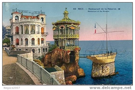 Nice: Restaurant De La Réserve , Belle Carte Colorisée Des Années 1900 " Pte Corne En H à G " - Ristoranti