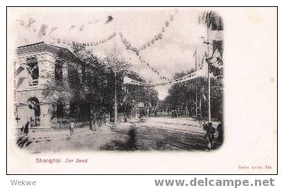 Ch-Ak013/ Shanghai , Busy Road  With  Fllagged For Event Ca. 1900, Uncirculated - Chine