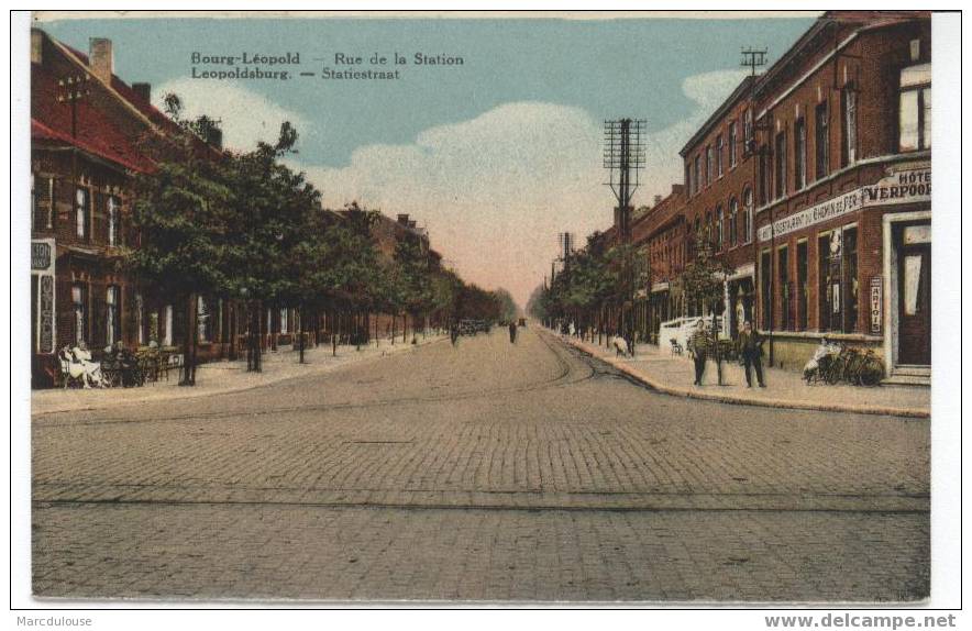 Leopoldsburg. Bourg-Léopold. Statiestraat. Rue De La Station. Gekleurd. Colorisée. - Leopoldsburg