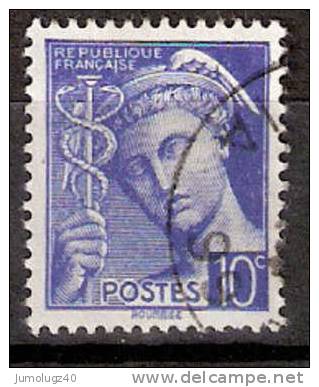Timbre France Y&T N° 407 (1) Obl.  Type Mercure.  10 C. Outremer. Cote 0,15 € - 1938-42 Mercurius