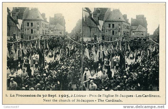 STEREOSCOPIQUE - PROCESSION Du 30-09-1925 - N° 5 - RELIGION LISIEUX - STEREOVIEW - Cartes Stéréoscopiques