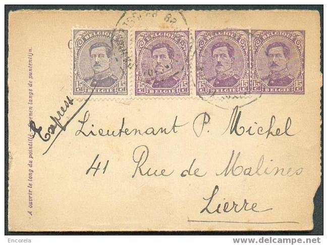 E.P. Carte-lettre Emission 1915 + 3x15c. Obl. Sc BRUXELLES 25-VII-1920 Vers LIER En Exprès - 2760 - Carte-Lettere